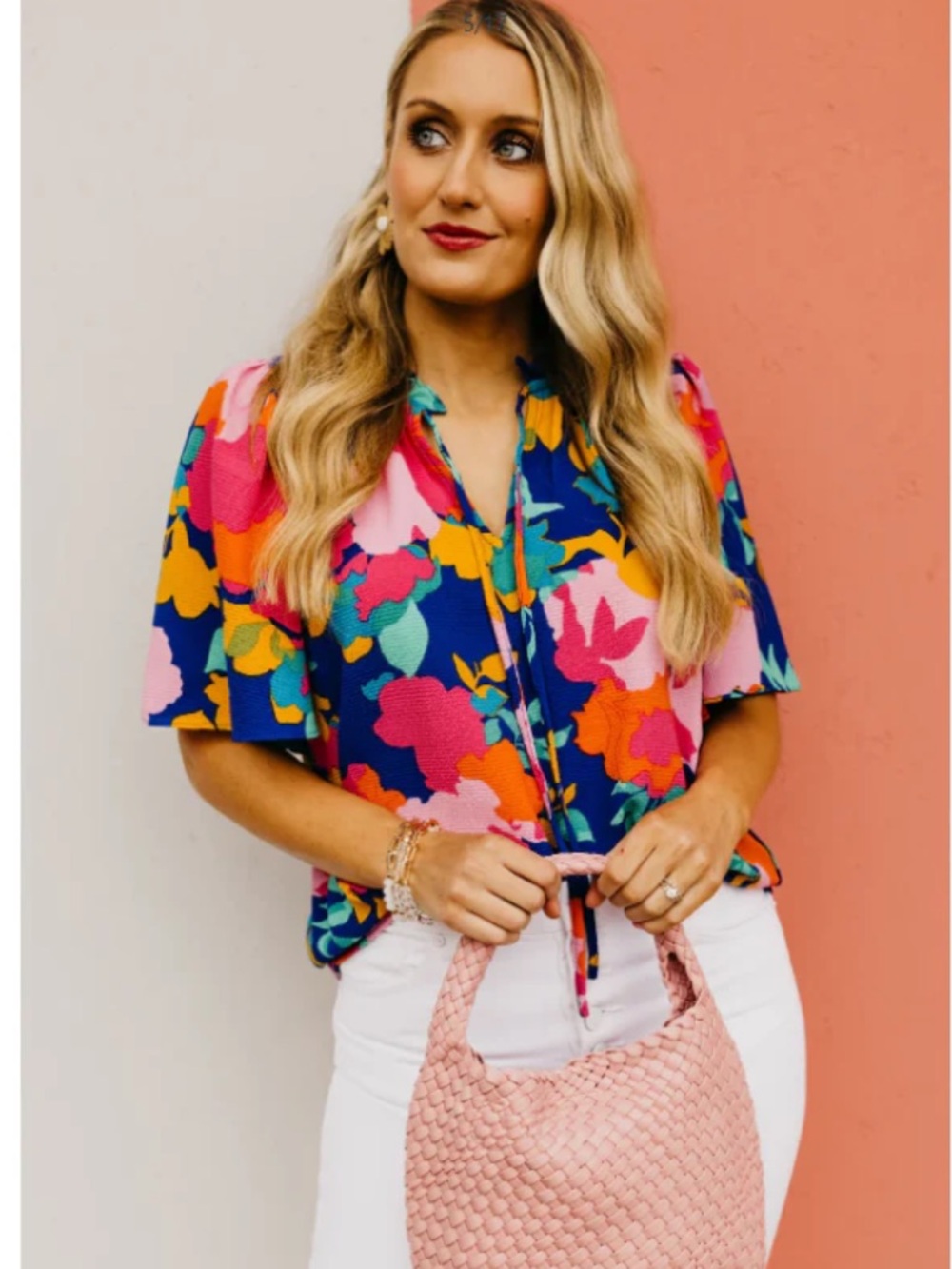 Sugarlips Heat Wave Floral  Bubble Crepe Blouse